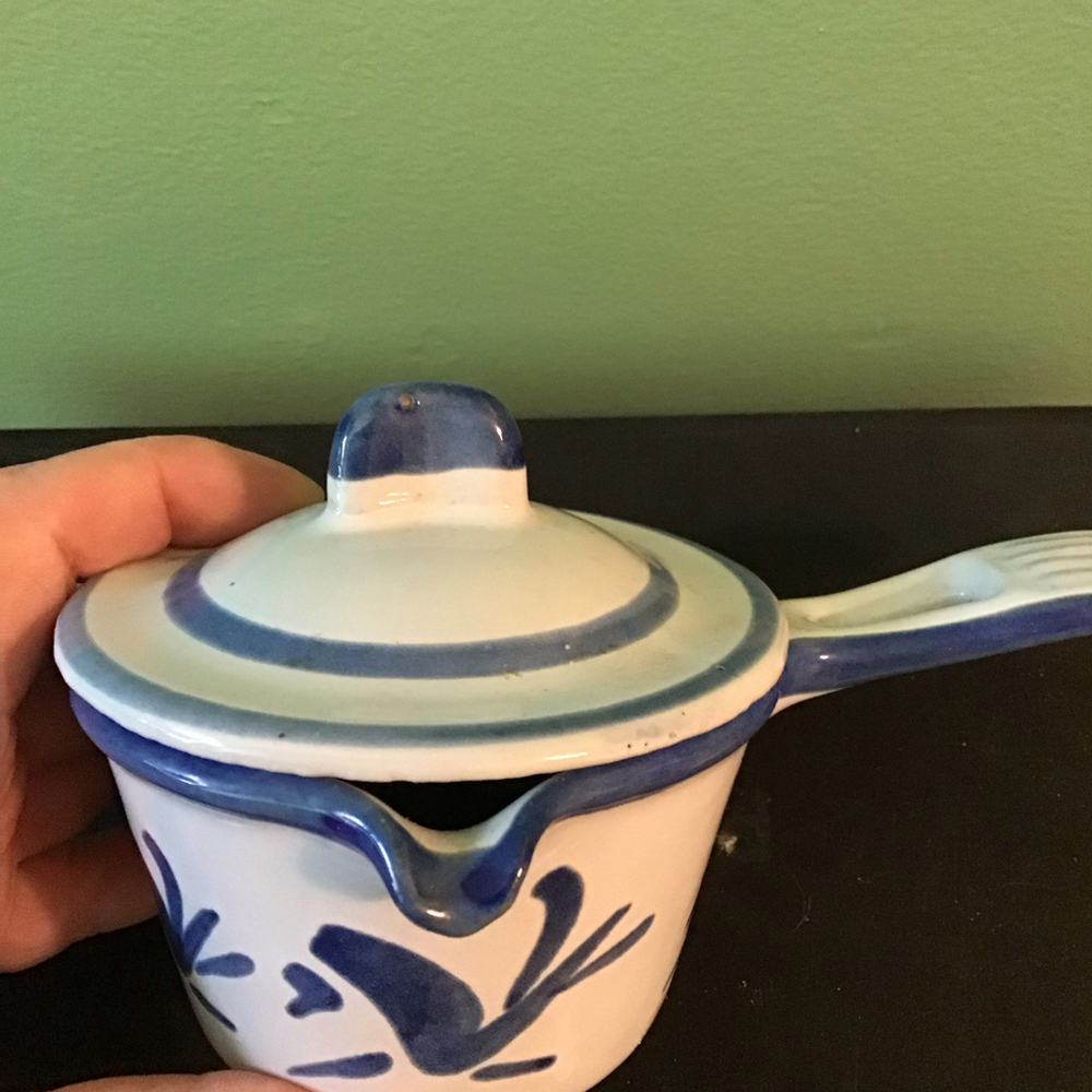 Vintage Husqvarna Smor Panna Enamel Cast Iron Sugar Butter Warmer Made Sweden‎